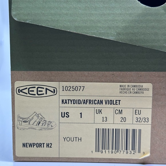 Keen Youth Newport H2 in Katydid/African Violet Sandals Sz 1 - Picture 3 of 6